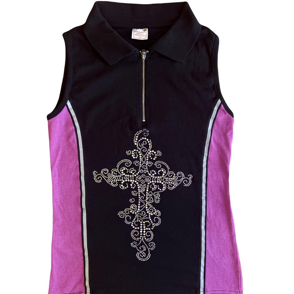 Sleeveless Black and Purple Bedazzled Top